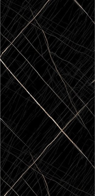 Aluverbund24 PVC Wandpaneele Sahara-Black in Marmor-Optik Hochglanz, Breite: 122 cm, Höhe: 244 cm - Bild 1
