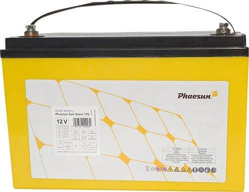 Phaesun Sun-Store 125 340093 Solarakku 12V 126Ah Blei-Vlies AGM mit M8-Schraubanschluss B/H/T: 33 x 22 x 17,3 cm - Bild 1