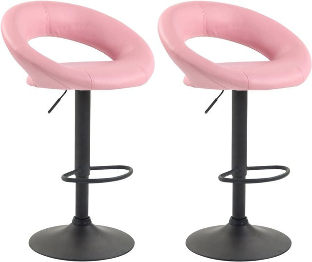 DELUKE 2er Set Barhocker MEKIM aus Kunstleder in Pink und Schwarz, höhenverstellbare Barstühle mit Lehne und 360 Grad Drehsitz, B/T/H: 53 x 47 x 80 cm - Bild 1