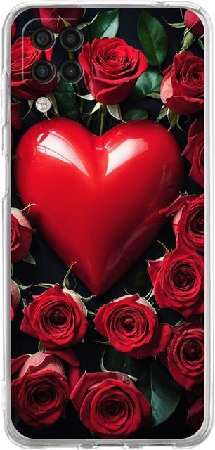 Handyhülle mit roten Rosenblumen für Samsung Galaxy A-Serie (A54 A52 A50 A70 A10 A30 A40 A20S A20E A02S A12 A14 A22 A24 A42 A34 A32 5G A04s) in Transparent und Rot - Bild 1