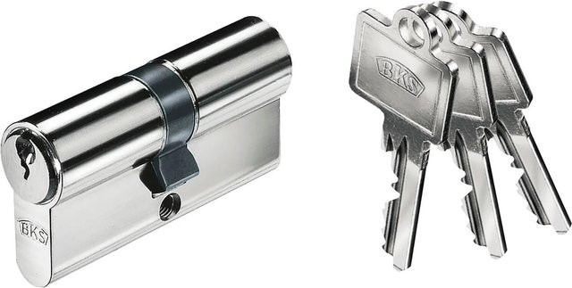 BKS Industriedoppelzylinder Pz88 Messing vernickelt verschiedensperrend 45/55 mm - Bild 1