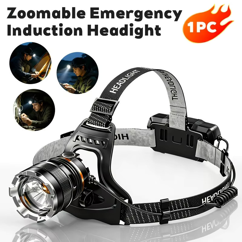 Heinast XHP90 Stirnlampe in Schwarz, wiederaufladbare LED Stirnlampe mit 1000 lm, wasserdicht und mit Bewegungssensor für Camping und Outdoor - Bild 7