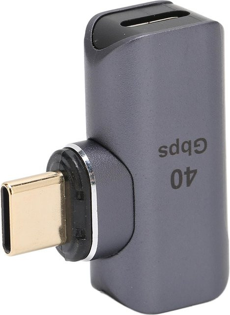 DIYelecs Magnetischer USB-C-Adapter in Grau mit 100W Schnellladung und 40Gbps Datenübertragung für 8K Auflösung, rechtwinkliges USB-C auf USB-C Design - Bild 1