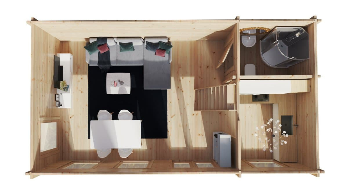 Blockbohlenhaus Schweden B XL mit Schlafboden als großes Gartenhaus aus Holz, B/T: 7 x 4 m - Bild 2