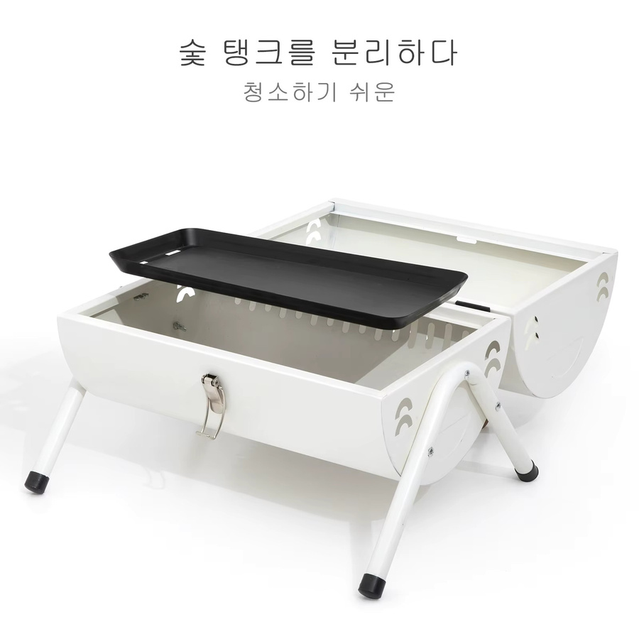 Bisinna Holzkohle-Tischgrill mit Zubehör für Camping und Outdoor in Weiß - Bild 4