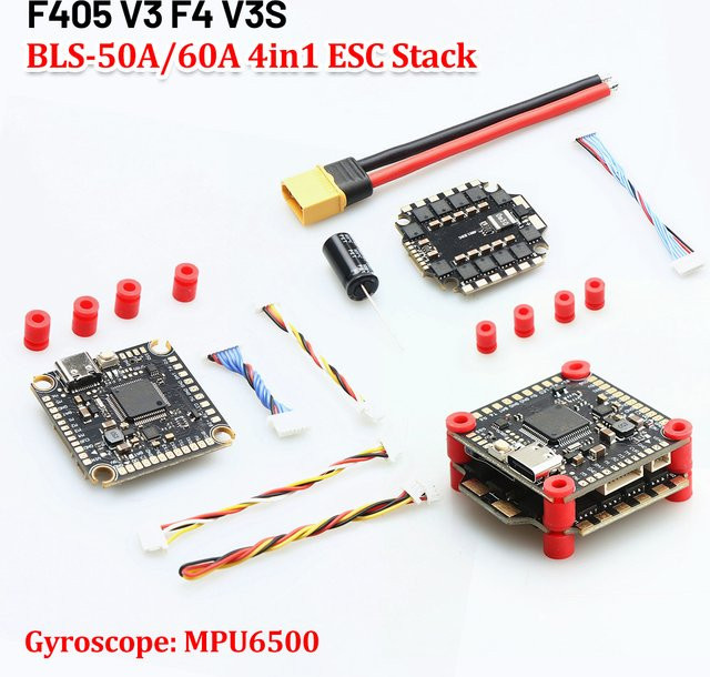 Aoft Technology F405 V3 Flight Control FC Stack mit BLS-50A/60A 4in1 ESC für RC FPV Drohnen und Quadcopter, Schwarz - Bild 1