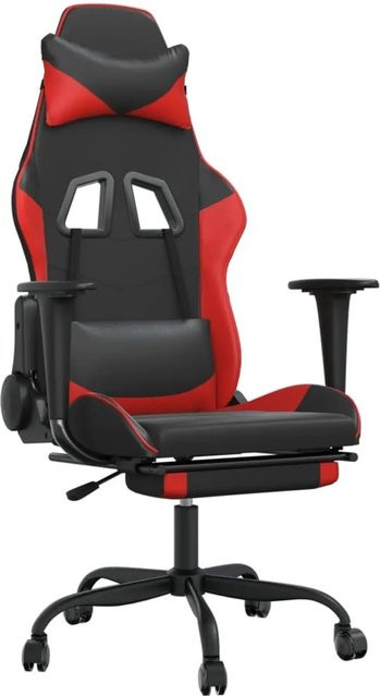 vidaXL Gaming-Stuhl Modell 1 in Schwarz und Rot aus Kunstleder mit Massagefunktion und Fußstütze - Bild 1