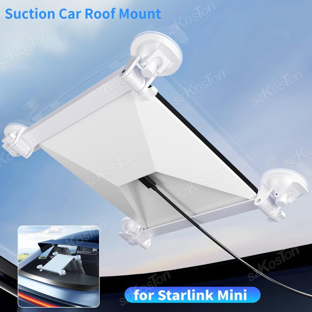 SZKOSTON Starlink Mini Saugnapf-Autodachhalterung in Weiß für Glas und Schiebedach, rutschfeste Adsorptionshalterung für Wohnmobile, LKWs und Boote - Bild 1