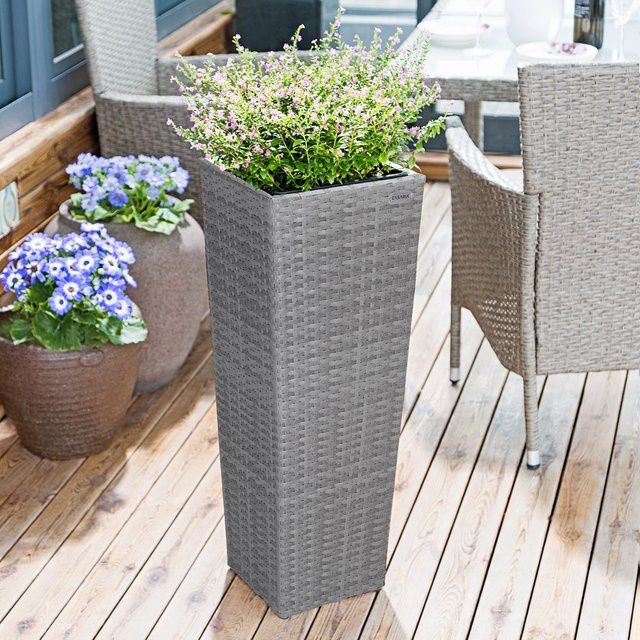 Casaria Blumenkasten Polyrattan 3er Set grau B/T/H: 80 x 30 x 30 cm, 61 x 24,5 x 24,5 cm und 41 x 21 x 21 cm - Bild 1