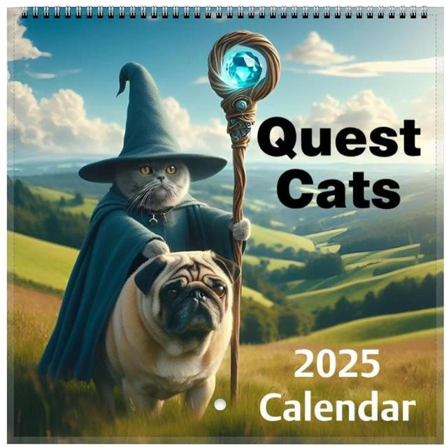Wandkalender 2025 mit lustigen Katzen-Illustrationen in Multicolour - Bild 1