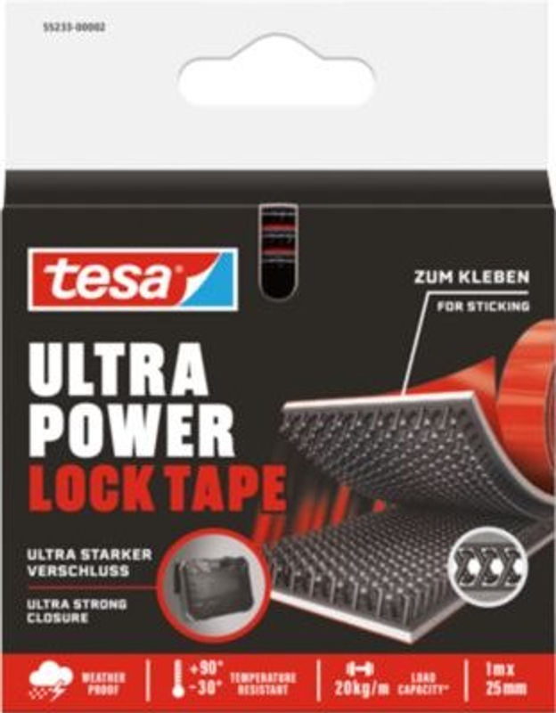 tesa Ultra Power Lock Klettband schwarz, 1 m x 25 mm - Bild 2