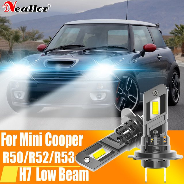 Neallor H7 LED Scheinwerfer Set 2 Stück, CANBUS H18 Auto Birnen, 6000K Weißes Licht, 12V 55W, Farbe: Weiß/Silber, passend für Mini Cooper R50 R52 R53 - Bild 1