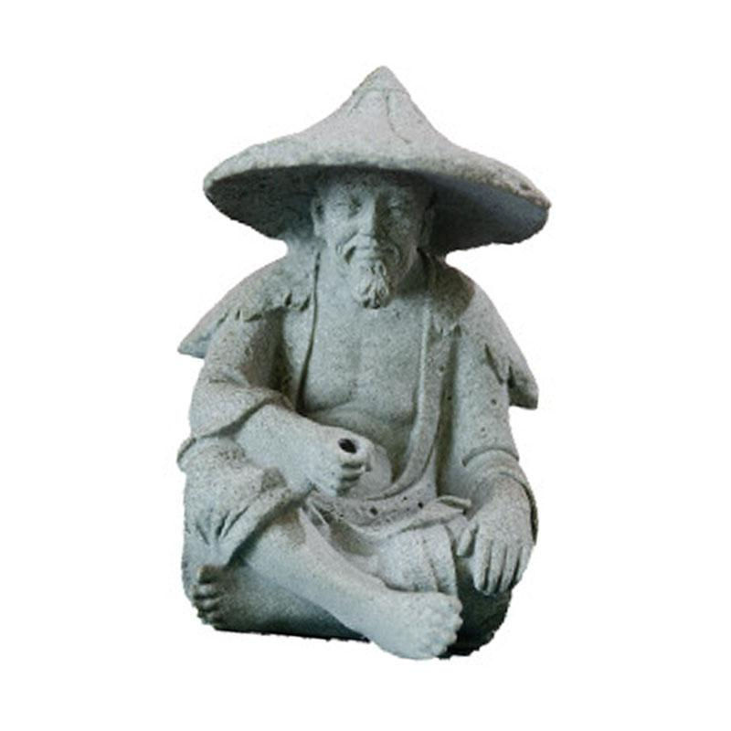 Tooarts Fischer Ornament aus Kunstharz in Grau als dekorative Statue für Steingarten und Dekoration - Bild 3
