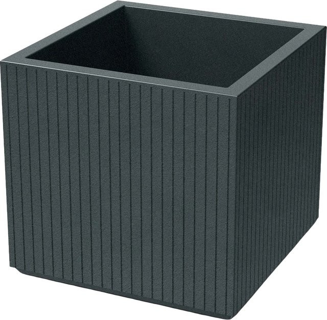 Prosperplast Blumentopf Coro Square in Graphit mit gerippter Oberfläche, B/T/H: 44 x 48 x 48 cm - Bild 1