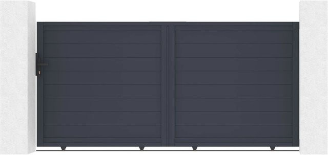 Casanoov Elektrisches Schiebetor Eiger aus Aluminium mit Schiebetorantrieb Ranger C300, Farbe: Anthrazit/Grau, B/H: 300 x 140 cm - Bild 1