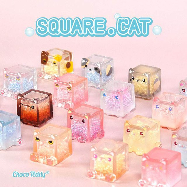 52TOYS Choco Teddy Square Cat Ice Cool Series, Blindbox, Leuchtend, mit Farbigen Perlen - Bild 1