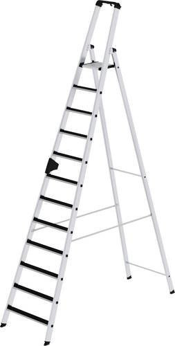 MUNK Günzburger Steigtechnik Clip-Step Aluminium Stehleiter in Silber mit 12 Stufen und einer maximalen Arbeitshöhe von 5 m - Bild 1