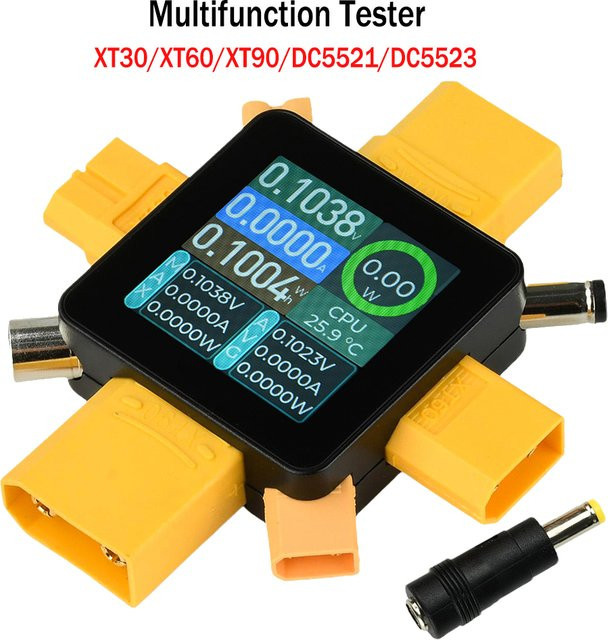 diymore Multifunktionstester DC4.5-80V 30A mit XT60/XT30/XT90 Steckern, Voltmeter, Amperemeter und Leistungsmesser bis 4000W, Farbe: Schwarz - Bild 1