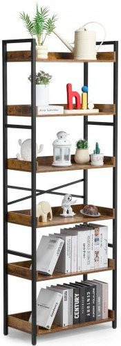 VEVOR Industrial Metall Bücherregal mit 6 Ebenen, Rustikales Vintage Standregal in Braun, B/T/H: 65,0 x 30,0 x 175,0 cm - Bild 1