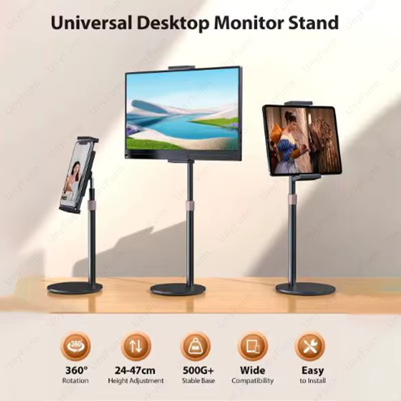 Cdisplay Tragbarer Monitorständer in Schwarz, höhenverstellbare Desktop-Monitorhalterung für Smartphones, Tablets und Monitore von 4,7 bis 17,3 Zoll - Bild 3