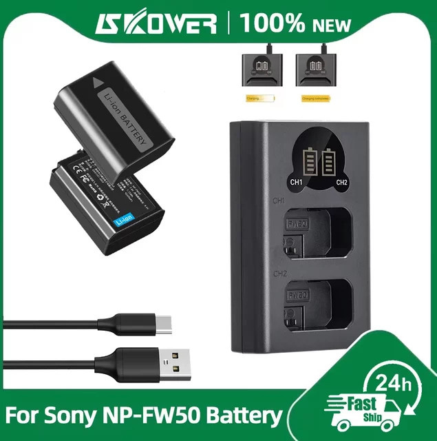 Sony NP-FW50 Akku mit Doppelladegerät für Kameras in Schwarz - Bild 1