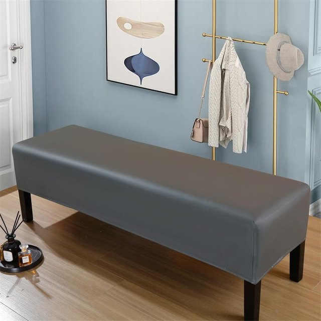 Wasserdichter Stretch-Bankbezug aus PU-Leder in Schwarz, waschbarer und elastischer Bankschutz für deine Esszimmerbank oder dein Wohnzimmer - Bild 1