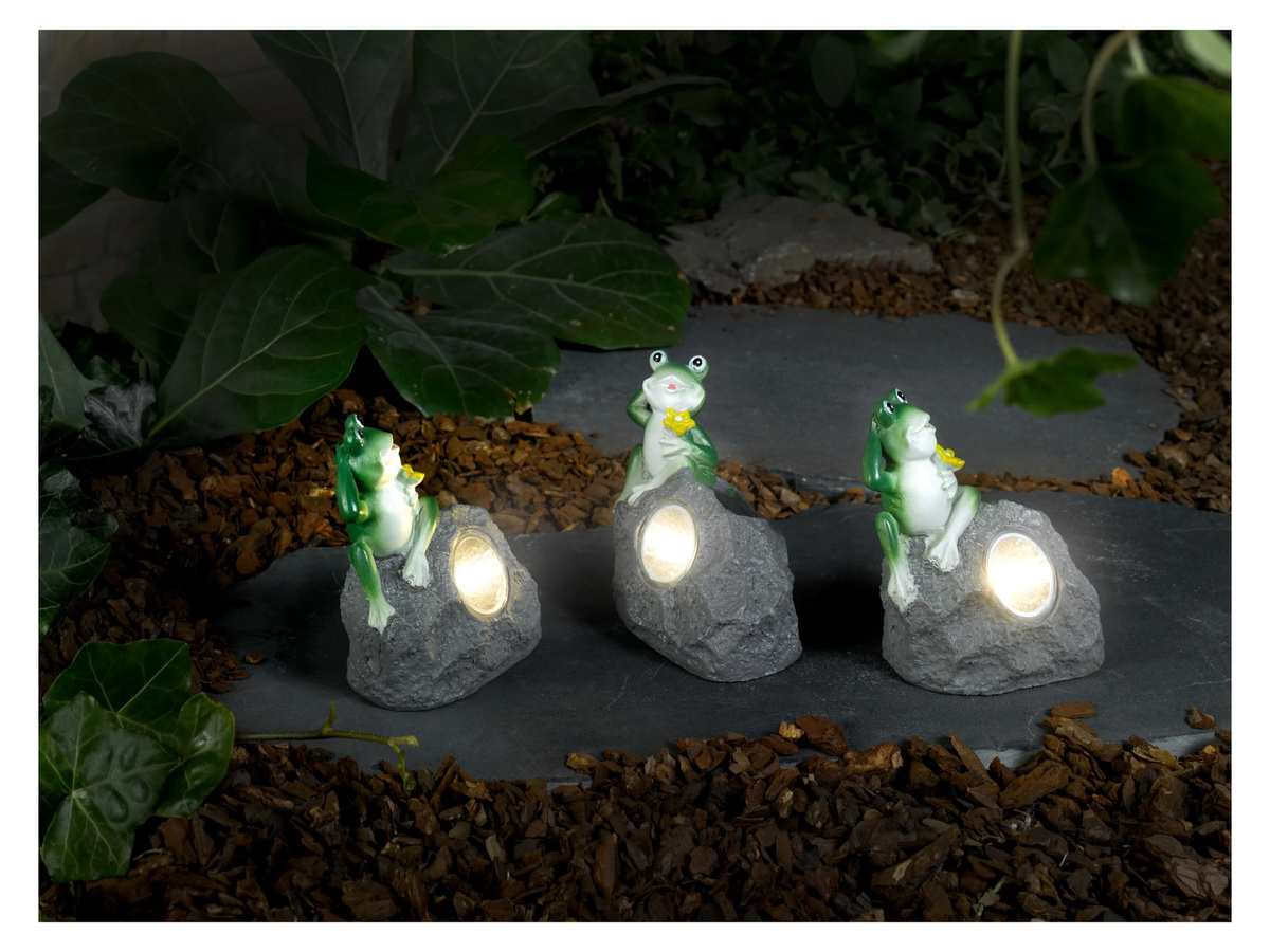LIVARNO HOME Solarsteinleuchten Set mit Frosch in Grau, 3 Stück - Bild 3