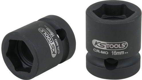 KS Tools 1/2" Sechskant-Kraft-Stecknuss extra kurz 16,0 mm aus Chrom-Molybdän in Schwarz - Bild 1