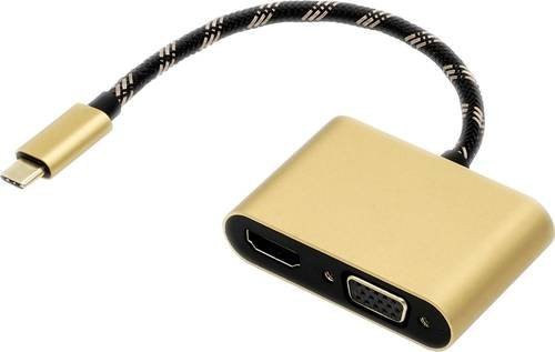 Roline USB-C auf HDMI Adapterkabel 4K UHD Schwarz/Gold Länge: 0,10 m - Bild 1