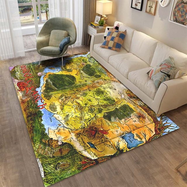 UQIDEHOME Bereichsteppich Mittelerde Karten Ring Muster, rutschfest und modern, B/T: 120 x 160 cm, mehrfarbig - Bild 1