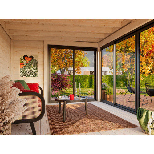 Palmako Gartenhaus Serena Slide aus Fichtenholz mit Pultdach in Natur, B x T x H: 420 x 320 x 250 cm - Bild 2
