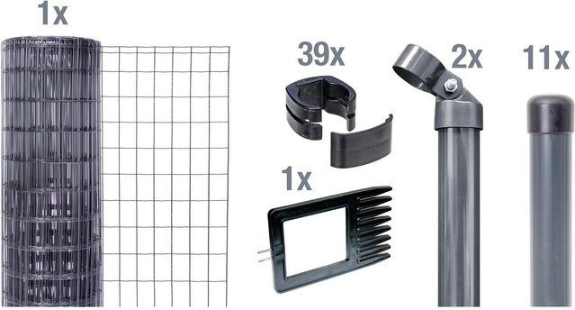 ALBERTS Zaun-Set Fix-Clip Pro zum Einbetonieren aus Stahl in Anthrazit Grau - Bild 1