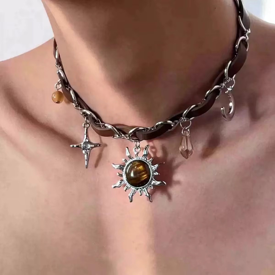 imixlot Halskette, Sonne Kreuz Schmetterling Anhänger, Silber, Unisex - Bild 2