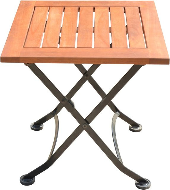 Garden Pleasure Klapptisch Wien quadratisch aus Eukalyptus und Stahl in Braun-Schwarz B/T/H: 45 x 45 x 45 cm - Bild 1