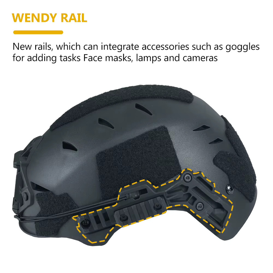 BOOIU Taktischer Wendy Helm in Grün mit Perforation und EX Schiene 3.0 für Outdoor, Jagd und CS - Bild 4