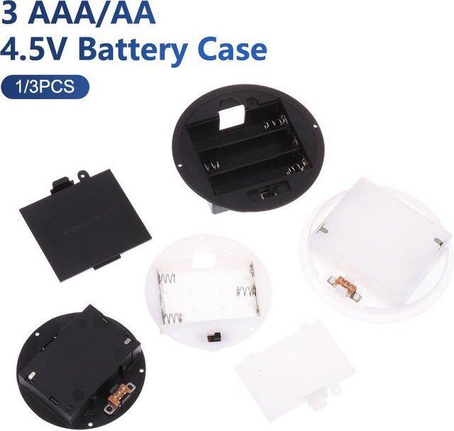 SD&HI Batteriehalterung für 3 AAA oder AA Batterien mit Schalterabdeckung, Schwarz - Bild 1