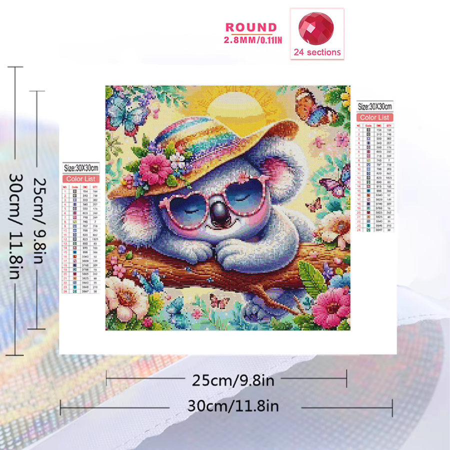 EverShine Diamant-Gemälde, Koala-Tier-Stickerei, rund, Bunt / Mehrfarbig - Bild 2