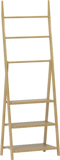 HOMCOM Badregal aus Bambus mit 3 Ebenen und Handtuchhalter in Naturholz, A-Form Standregal für Badezimmer, Wohnzimmer oder Küche, B/T/H: 53,5 x 30 x 153 cm - Bild 1