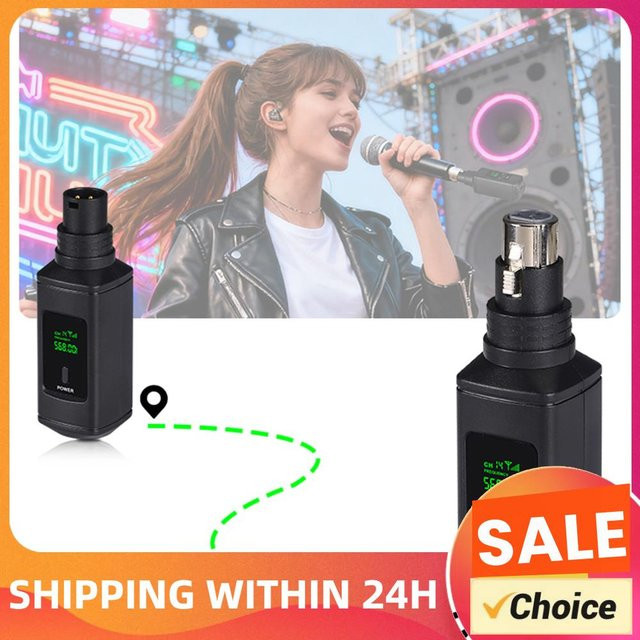 Alloet XLR-Mikrofon-Sender-Empfänger 2,4G Kabelloser Mikrofonadapter in Schwarz für Mischpult, PA-System und Lautsprecher - Bild 1