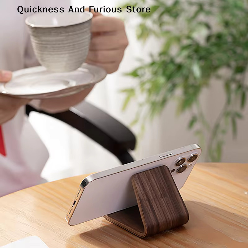 TO Telefonhalter aus massivem Walnussholz in Schwarz und Braun, kreativer Handy- und Visitenkartenständer für das Homeoffice und zur Desktop-Dekoration - Bild 2