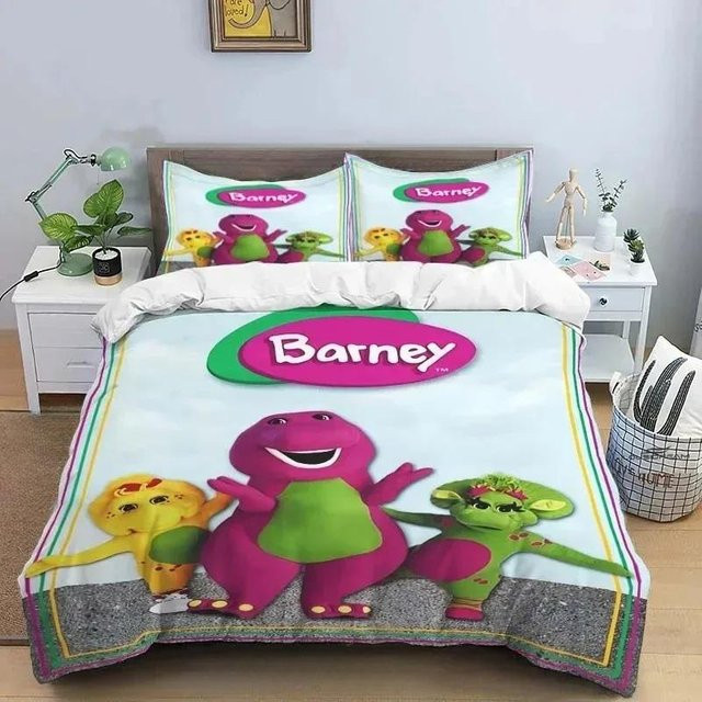 Barney Freunde Bettwäscheset mit Dinosaurier Muster, bestehend aus Bettbezug und Kissenbezug, B/H: 200 x 230 cm - Bild 1