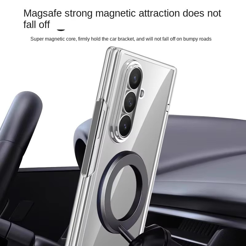 Magnetischer Ringständer für Samsung Galaxy Z Fold 8 Ultra 7 mit Scharnierschutz und harter Abdeckung, Farbe: Grün/Transparent - Bild 4