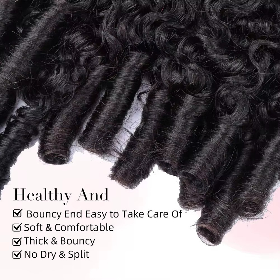FUGANGXIU Echthaar-Extensions Burmesische Pixie-Locken mit Federlocken - Bild 5