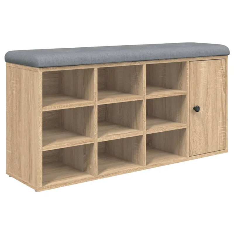 vidaXL Schuhbank aus Holzwerkstoff in Sonoma-Eiche, B/T/H: 102 x 32 x 50 cm - Bild 3