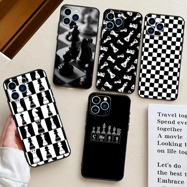 Schach Motiv Handyhülle als Stoßstangenabdeckung für iPhone 7, 8, X, XS, XR, 11, 12, 13, 14, 15, 16 Pro Max und Mini - Bild 1