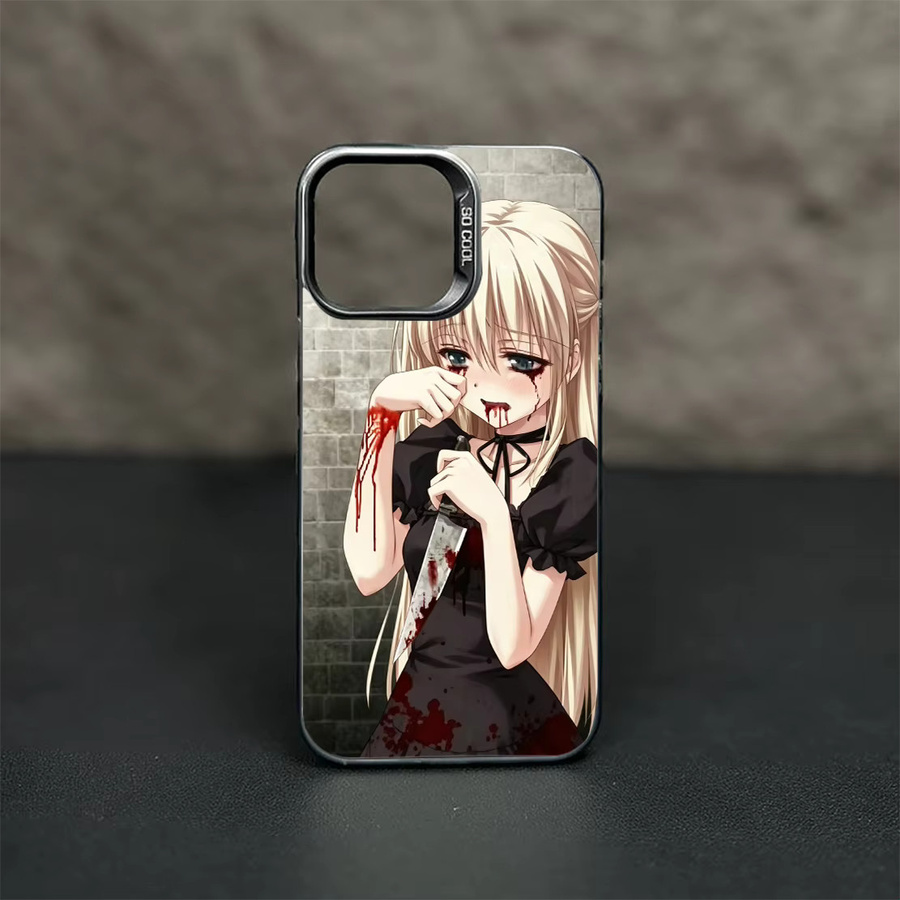 Gothic Anime Yandere Girl Handyhülle für iPhone 17 16 15 11 Pro Max X XR XS Plus in Multicolour mit matter Hartschale - Bild 4