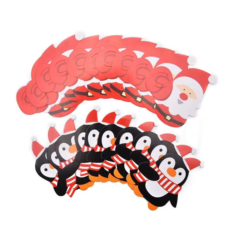 5er Packung Weihnachtliche Süßigkeiten Geschenkverpackung aus Papier mit Lutscher-Kartenhalter im Santa und Pinguin Design, Mehrfarbig - Bild 4