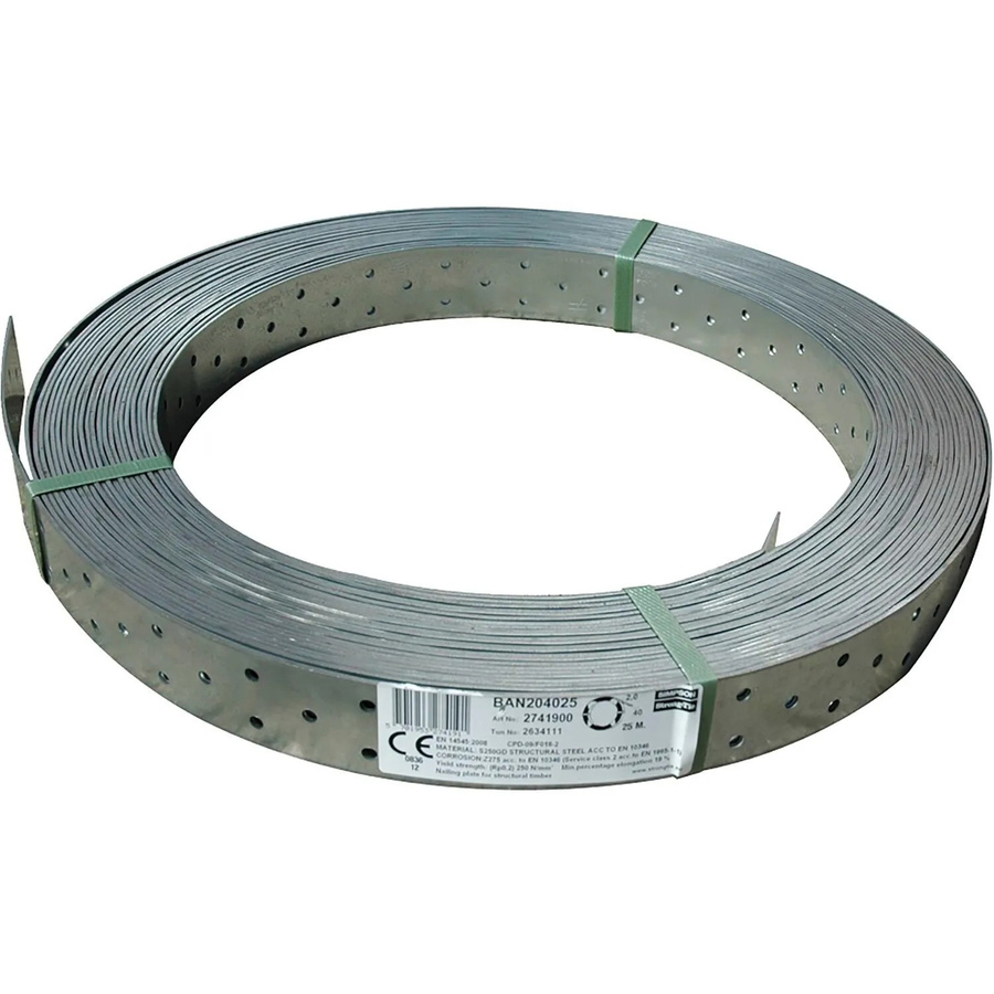 Simpson Windrispenband BAN aus feuerverzinktem Stahl, Farbe: Silber, Breite: 80 mm, Dicke: 2 mm, Länge: 25 m - Bild 2