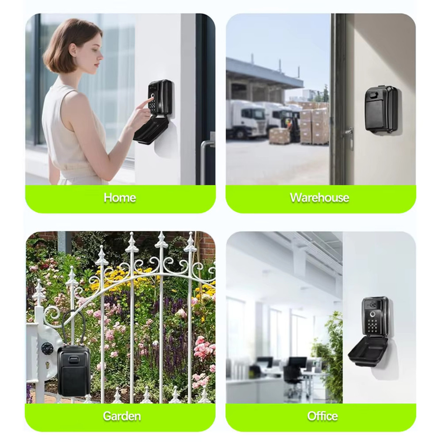 Tuya Bluetooth Smart Key Box für den Außenbereich, IP65 wasserdicht, schwarze Schlüsselbox zur Wandmontage mit Diebstahlsicherung - Bild 6