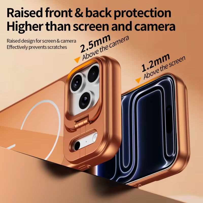 SUNWARD Magnetische Glas-Handyhülle für iPhone mit klappbarem Kameraständer und MagSafe Unterstützung in Blau - Bild 5